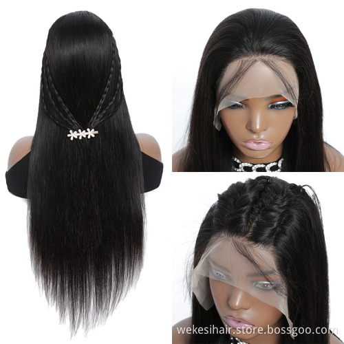 150% 180% 200% Density Straight Human Hair 4*4 Lace Closure Front Wig Unprocessed Brazilian Lace Wig Virgin Cuticle Aligned Hair